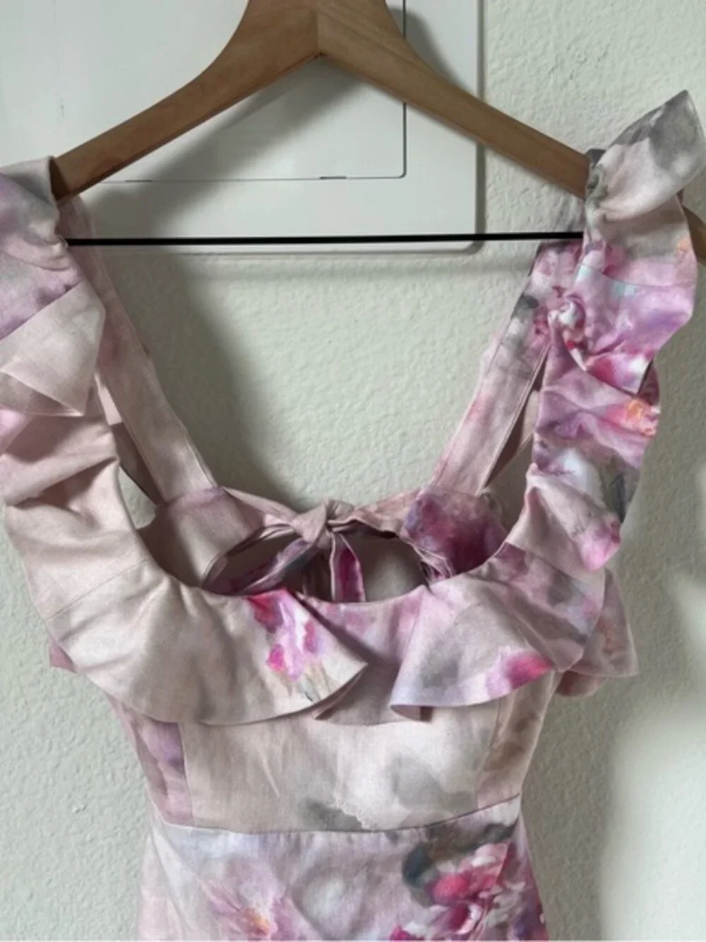 NWT Zimmermann Crush Frill Mini Dress in Pink Floral - Picture 5 of 11